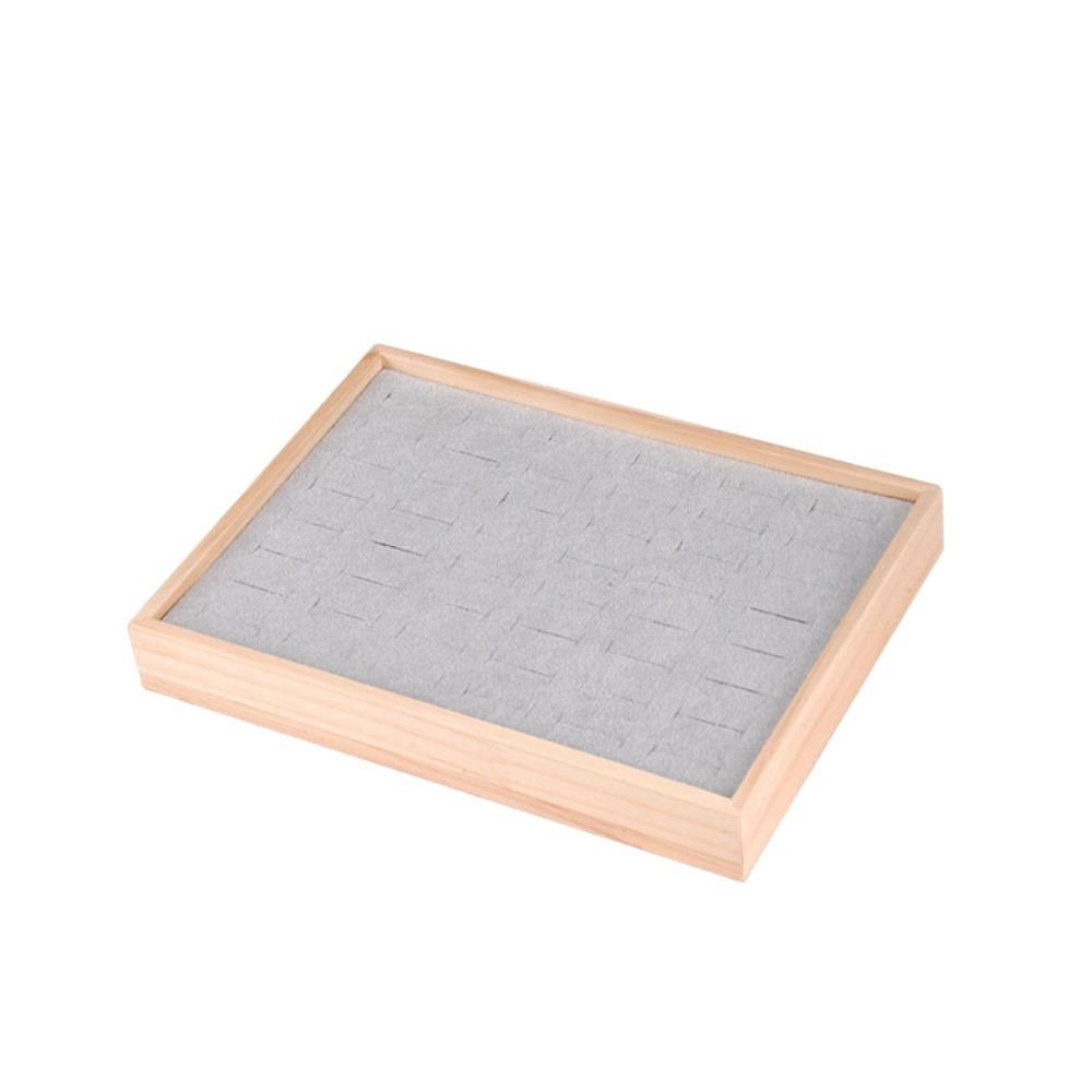 48 Grids Earrings Display Tray Velvet Ring Earring Holder Simple Wood Rings Tray  Home