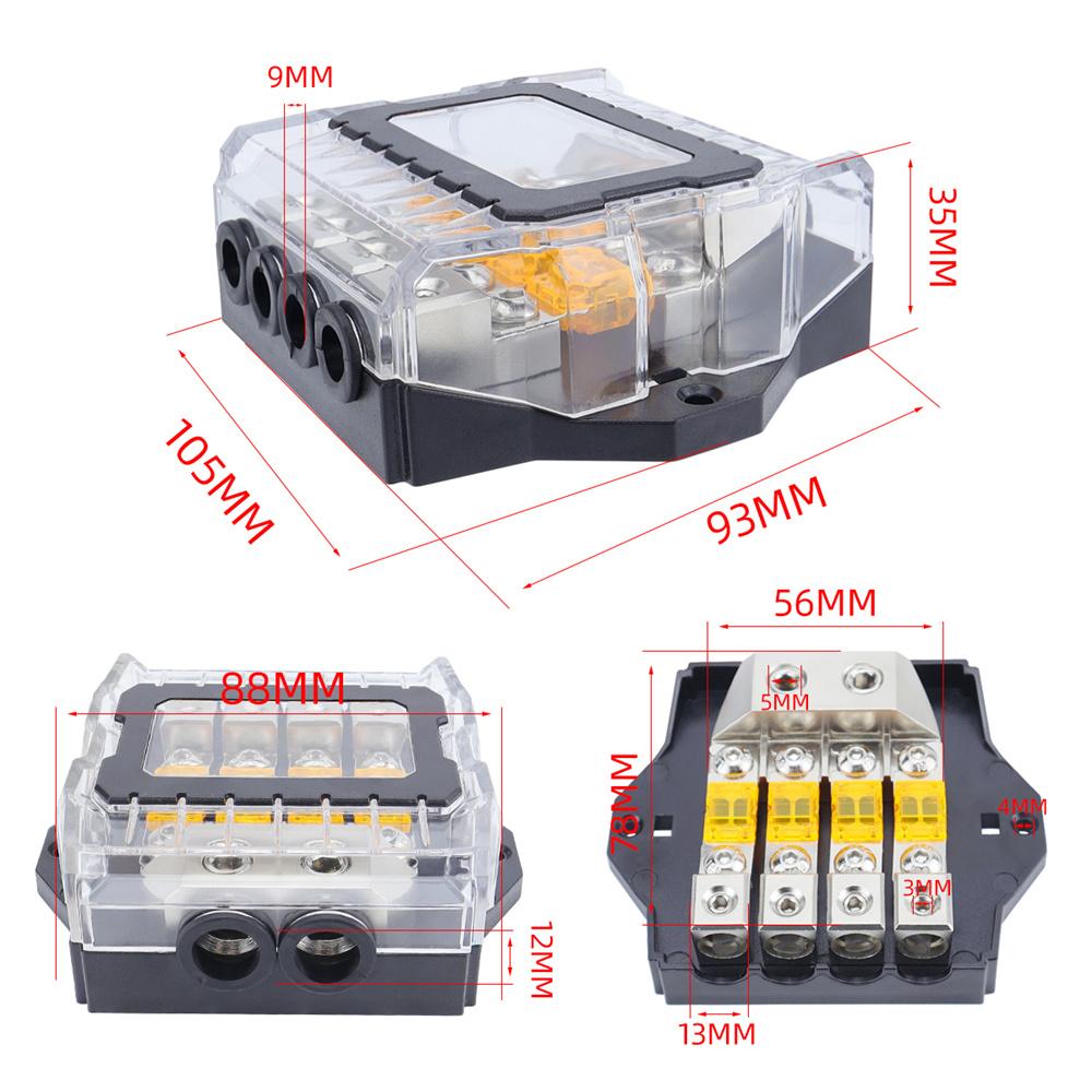 Car 4-Way 80A 32V Fuse Holder HiFi Auto Fuse Distribution Block Replacement