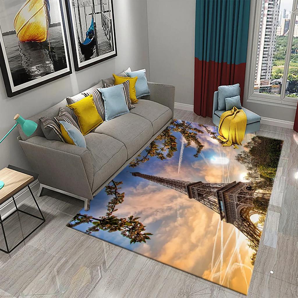 Eiffel Tower Rug Paris France Carpet World Famous Buildings Floor Carpets Bedroom Living Room Decor Area Rugs Door Mat Yoga Mats