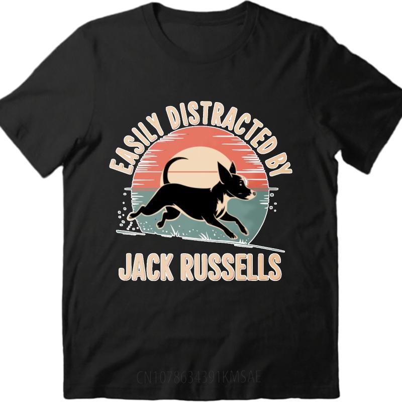 Comfortable Male O Neck Tshirt Fashion Easily Distracted By Jack Russells Hiphop Unisex Teeshirt Summer Tshirt Everyday Tee