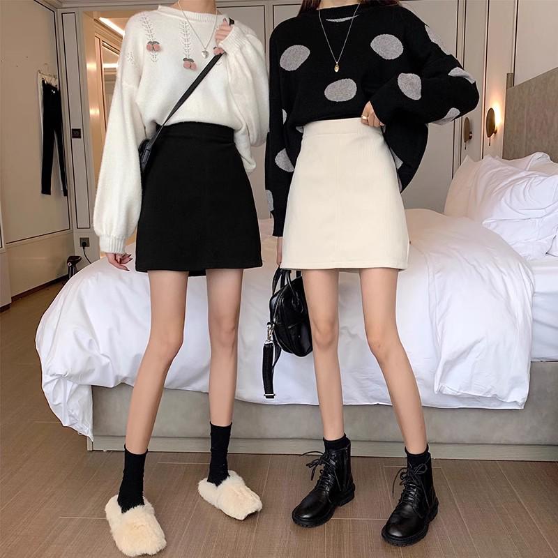 

Plus Size High-Waisted A-Line Midi Skirt - Deerskin Texture, Hip-Hugging, Autumn/Winter Collection 2XL