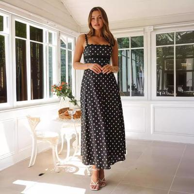 Damen Frühling/Sommer Polka Dot Bohemian Spitze Neckholder Kleid Frauen