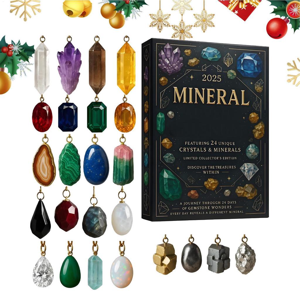 Crystal Gemstone Advent Calendar 2D Acrylic Christmas Tree Ornaments Winter Holiday Decor For Window Wall Home Festival Decor