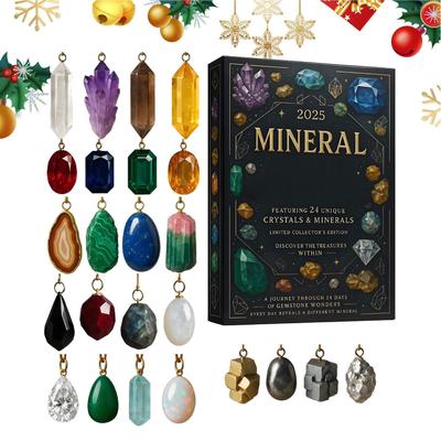 Crystal Gemstone Advent Calendar 2D Acrylic Christmas Tree Ornaments Winter Holiday Decor For Window Wall Home Festival Decor
