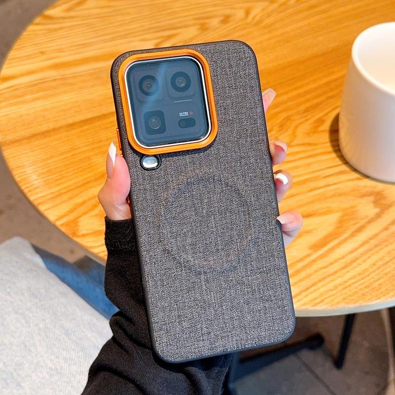 Applicable To iQOO15Ultra Cloth Pattern Mobile Phone Case Metal Lens iQOO15 Fabric Magnetic Case Wireless Charging 5g