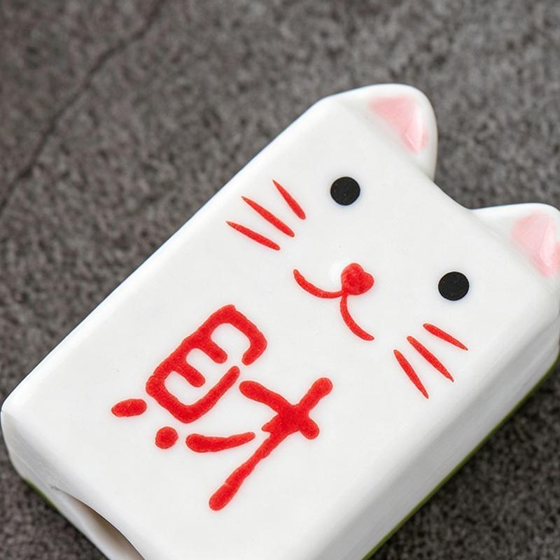 Japanese Cat Rotating Ceramic Lucky Charm Fortune Ornament Landscape Home Desk Decor Miniature Gifts Accessories
