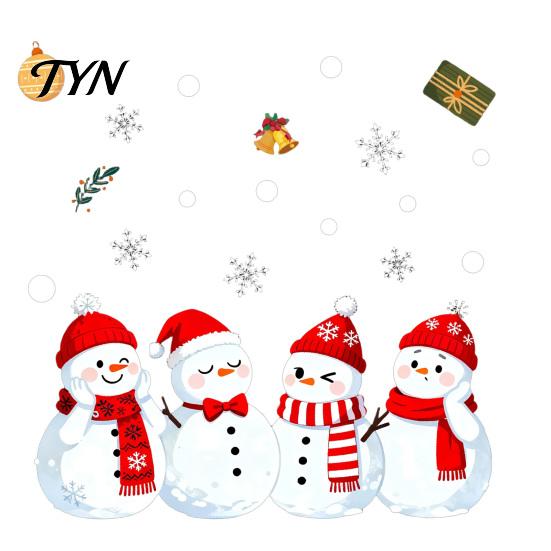 Removable Snowman Stickers 1/2 Sheets Christmas Window Cling, Cartoon Decorative Glass Seasonal Decal Sticker, Waterproof Static for
