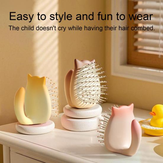 Kids Cartoon Cat Air Cushion Brush Scalp Massage Hair Comb Anti-static Children Portable Fluffy Hair Styling Detangling