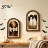Decoração Durável de Quarto de Outono Decoração de Parede Fantasma Arqueado, Placa de Mesa Halloween Fofa, Arte de Prateleira de Casa Retro Fazenda Rústica para Lareira Sala de Estar Quarto