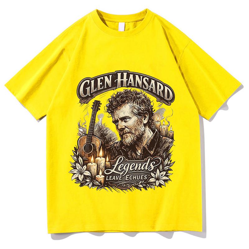 Glen Hansard Print Tshirts Unisexs Unisex Vintage Tee Student Fashion Design Vacation Tops Unisex Casual Aesthetic Tops Clothes