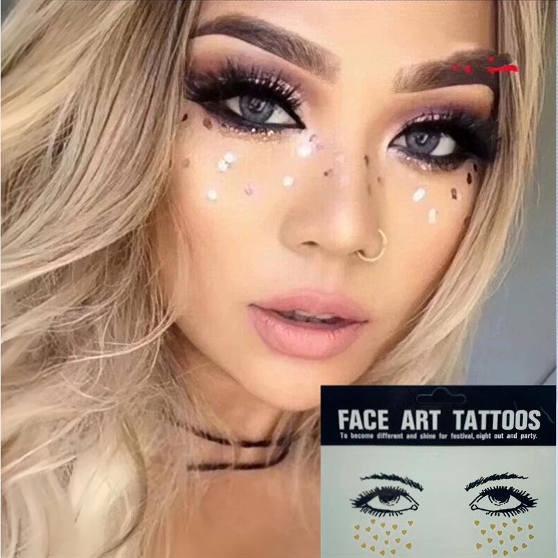 Wasserdicht Gesicht Stirn Augen Make-Up Tattoo Aufkleber Nachtclub Maskerade Party Bronzing Lidschatten Gesicht Paste Persönlichkeit Sommersprossen