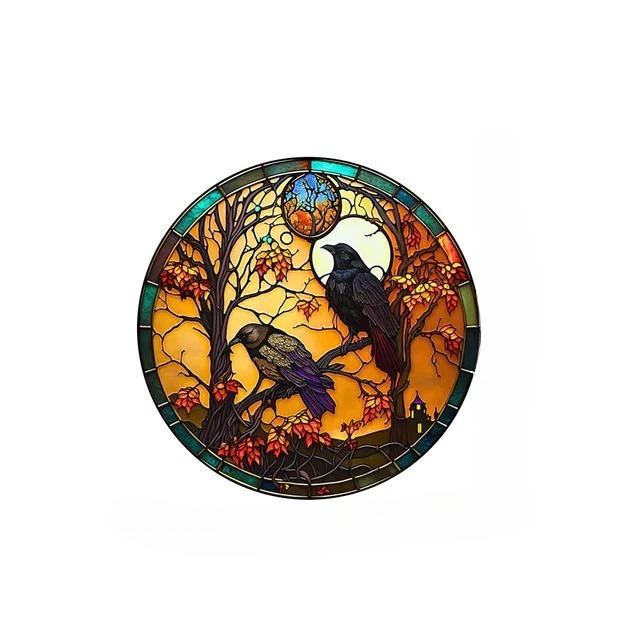1-10PCS Halloween Stickers with Crow Cat Castle Tree Pumpkin Design Non Adhesive Electrostatic Window Film for Home Decoration