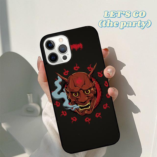 Autumu Japanese Oni Hannya Demon Mask Phone Case Cover for iPhone 17 Air 16 16e 15 12 11 13 14 Pro Max Plus Coque