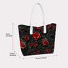 Elegant Red Rose Print Tote Bag Fashionable Daily Carry Shoulder Bag for Women
