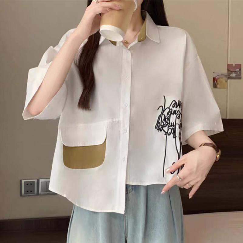 

ZANZEA Женская повседневная блузка с отложным воротником и коротким рукавом и неровным подолом 5XL белый