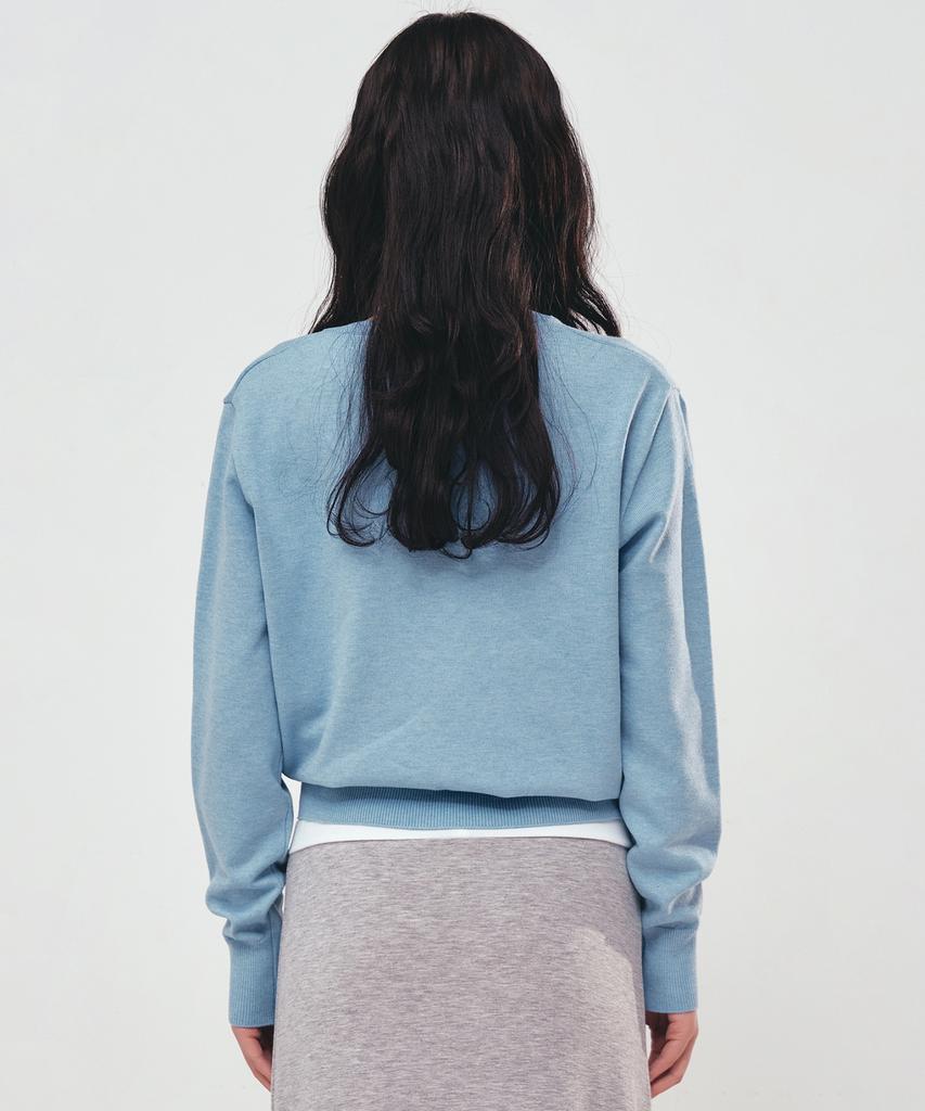 Nigaennikol Butterfly V Neck Jacquard Knit_Sky Blue