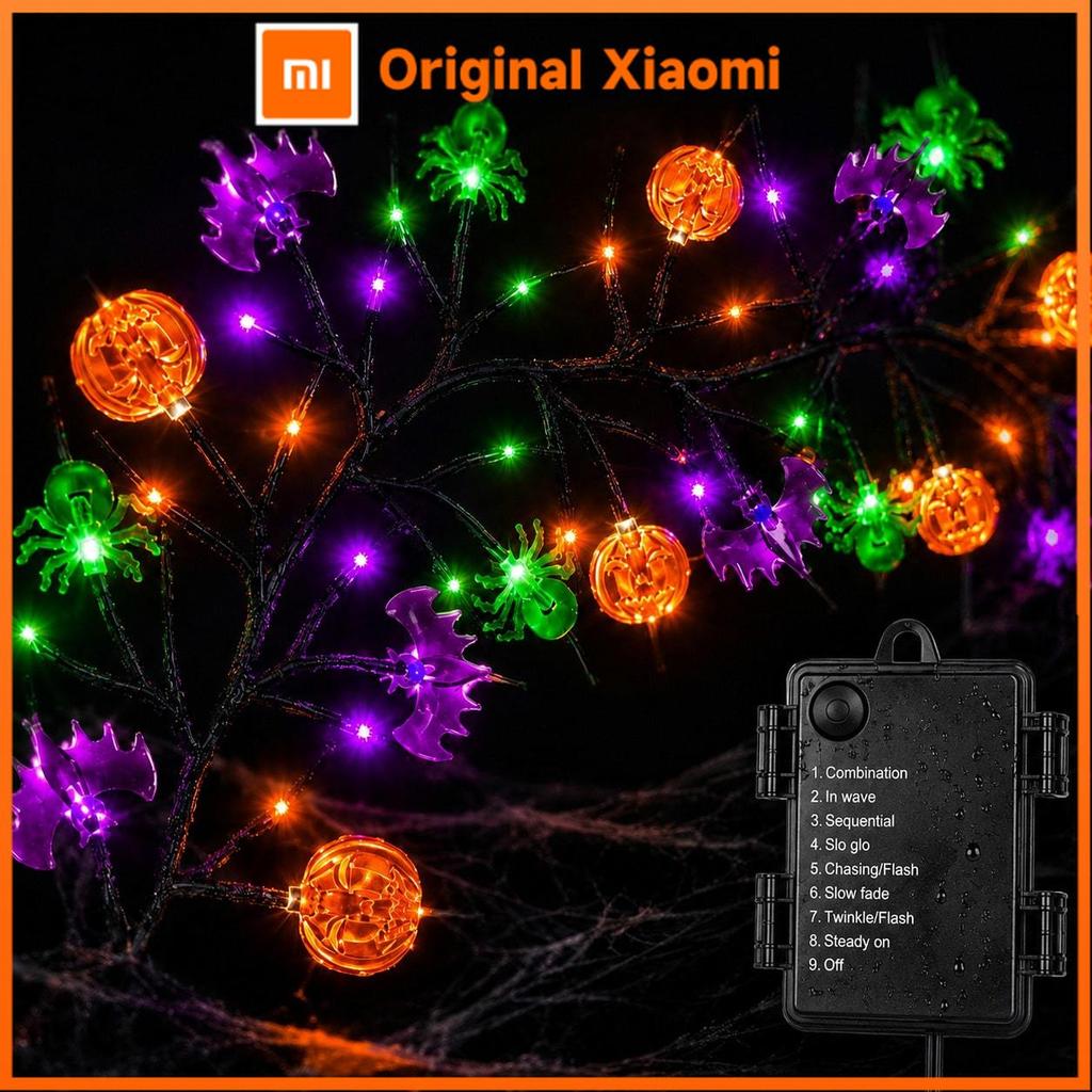 Xiaomi 1pc Halloween Spooky Black Willow Vine String Lights 54 LED Hanging DIY Indoor Decorative Lamp For Home Bedroom Table Bar Decor