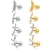 Hot Selling Titanium Alloy Labret Ear Jewelry Gold Plated Zircon Geometric Maple Leaf Trendy Body Piercing Earring for Women Men