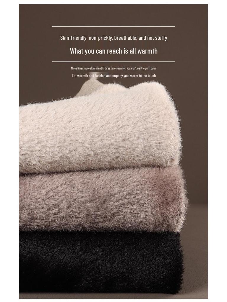 Men's Wool Fleece-Lined Warm Pants & Women's Faux Mink Cashmere Leggings: Winter High-Waisted Knitwear.