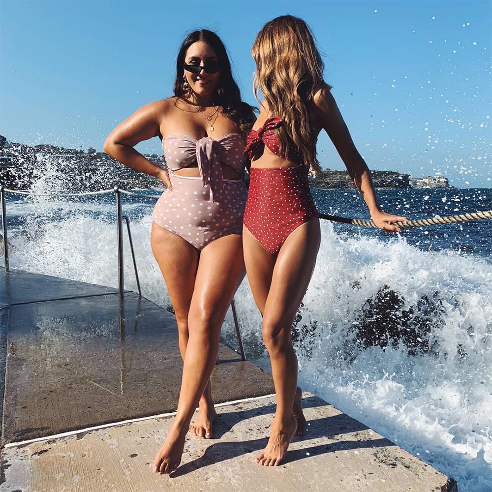 Buy Ladies Retro High Waist Swimwear Women One Piece Swimsuit Female Bandeau Front Tie Cut Out Swim Bathing Suit Monokini At Affordable Prices Free Shipping Real Reviews With Photos Joom