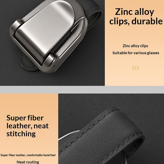 Car Sunglasses Clip for Visor Multi-Function Holder for Glasses Cards Ticket Scratch-Resistant Lining Zinc Alloy Elastic Clamp Car Sun Visor Accessory