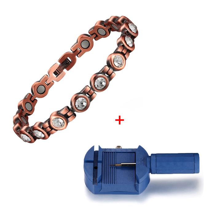 

Магнитная терапия Медный браслет для женщин Кристалл Магнитный браслет (8,6 дюйма) для матери День Благодарения Рождественский подарок