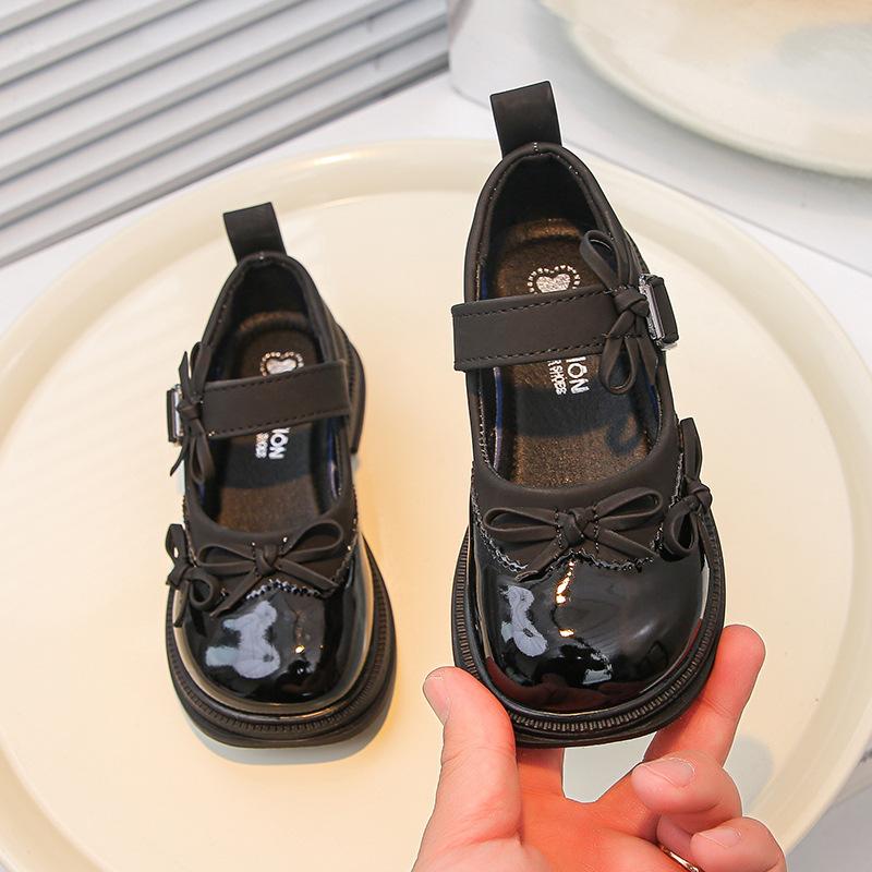 Spring New Fashion Stitching Cute Bow Girls Comfortable Soft Sole Performance Leather Shoes