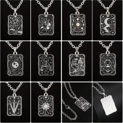 Fashionable Star, Moon, Death and Lovers Tarot Fortune Teller Element Pendant Necklace, The Best Gift for Family and Friends