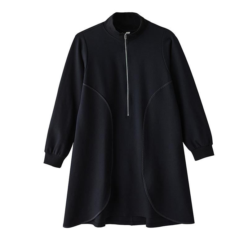 Langärmeliges Baumwoll-Vintage-Übergrößen-Kleid in Schwarz, neu, für Damen, lässig, locker, Midi, Frühlings-Herbst-Kleid