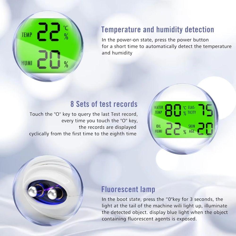 Rechargeable Skin Analyzer LCD Digital Oil Tester Tool Skin Hydration Monitor  Moisture Level Check