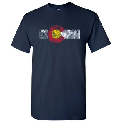 Bandiera dello Stato del Colorado - Orgoglio della Città Natale Souvenir Locale T-Shirt Base in Cotone - Blu Navy