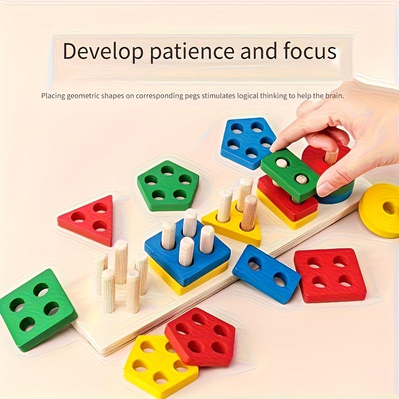 Toy Made of Wooden Stacking Blocks,Game for Sorting Shapes with Color And Shape Matching,Enhance Fine Motor Skills, Safe For, an Educational Puzzle