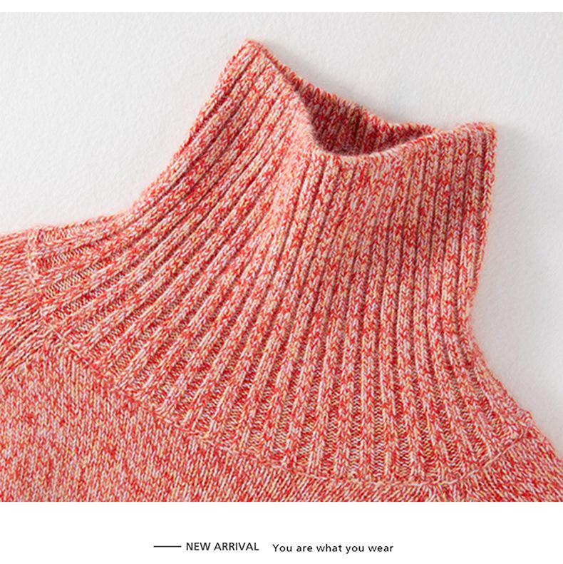 Women's Autumn/Winter High Neck Patterned Cashmere Raglan Sweater