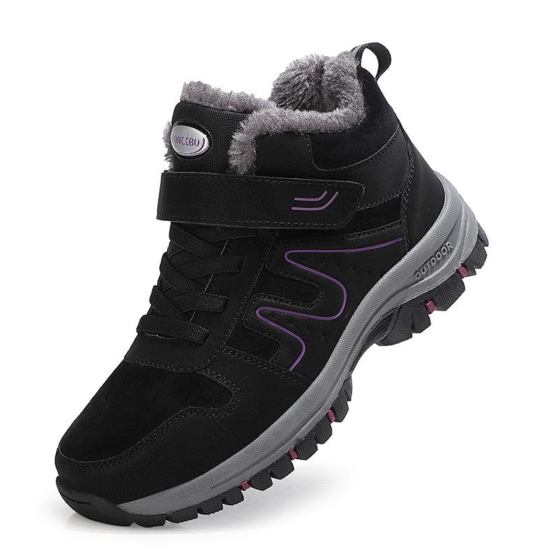 Autumn and Winter Elderly Shoes Women's Cotton Shoes High-top Velvet Warm Cotton Shoes Non-slip Middle-aged and Elderly Walking Mother Shoes Men's W