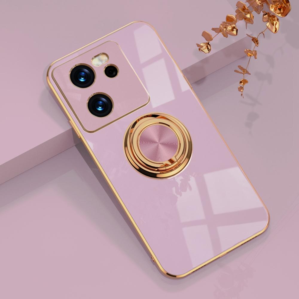

For Xiaomi 13T/13T Pro Case Precise Cutouts 6D Electroplating TPU Phone Cover with Ring Holder Light Purple