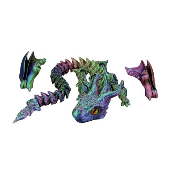 DYS 3D Printed Articulated Dragon Figurine with Adjustable Wings and Unique Eyes, Movable Joints Sculpture for Home Decor Fantasy Gift Lovers