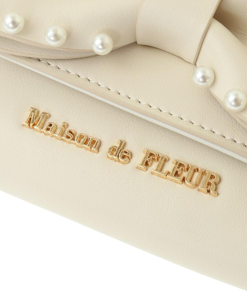 Maison De Fleur Ribbon Pearl Ivory Wallet, Women's,