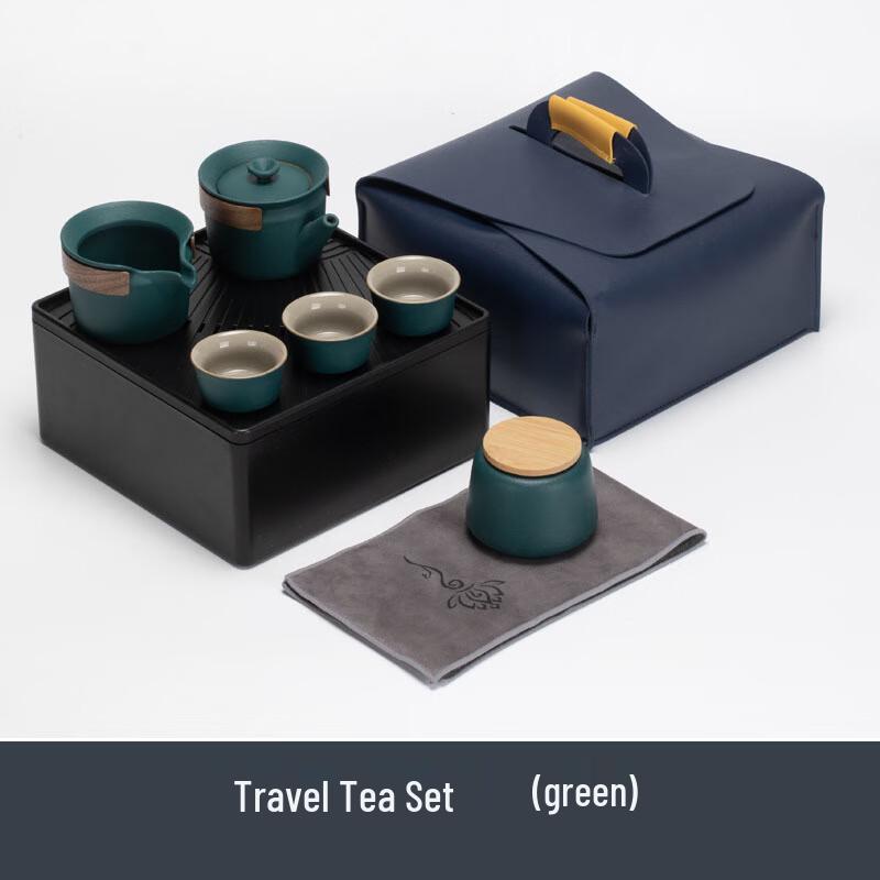 Portable Ceramic Zen Black Travel Tea Set