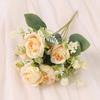 Neues 5-Kopf-Künstliche Rose Blume Blumenarrangement DIY Weißes Bouquet Blume Künstliches Blumenbouquet Brautstrauß