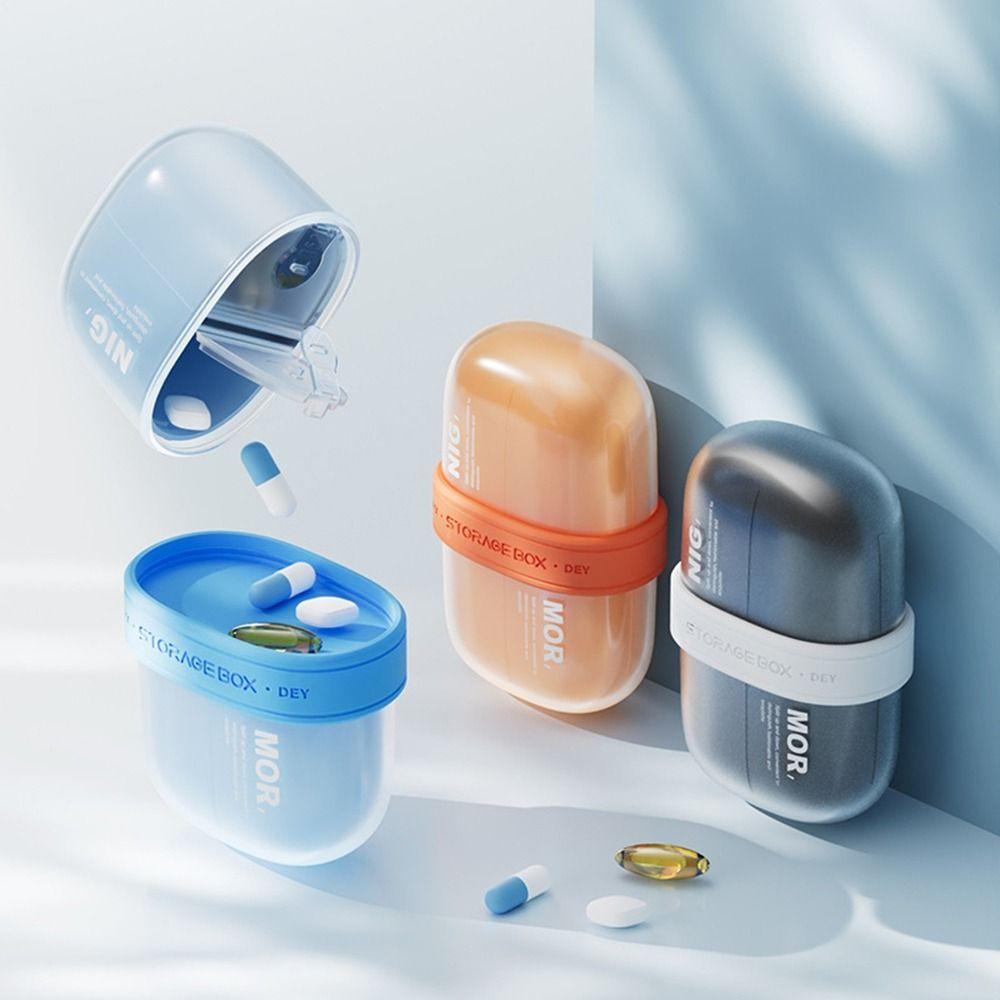 Lightproof 4 Grid Pill Case Double Layer Pill Storage Box Durable Medicine Splitter Box  Boys/Girls