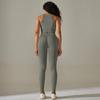 European and American Seamless Peach Solid Color Tight High Elastic Vest Yoga Set Sports Fitness Yoga Suit Two-piece Set