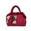 Leaf Hanfu Rose Flower Handbag Satin Silk Bubble Zipper Flower Tote Bag Cosmetic Makeup Bag Mommy Bag Ethnic Style Wrist Bag
