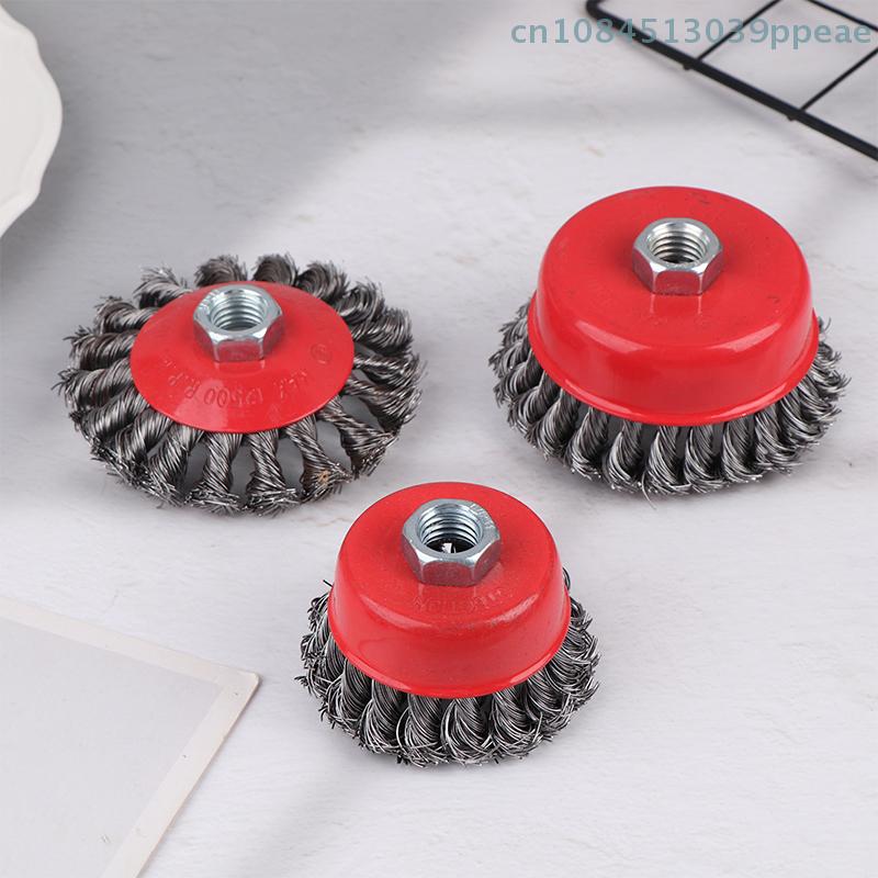 M14 Steel Wire Cup Brush 75/100mm Powerful Paint Removal Abrasive Twisted Wire Wheel Rotary Tool for Angle Grinder