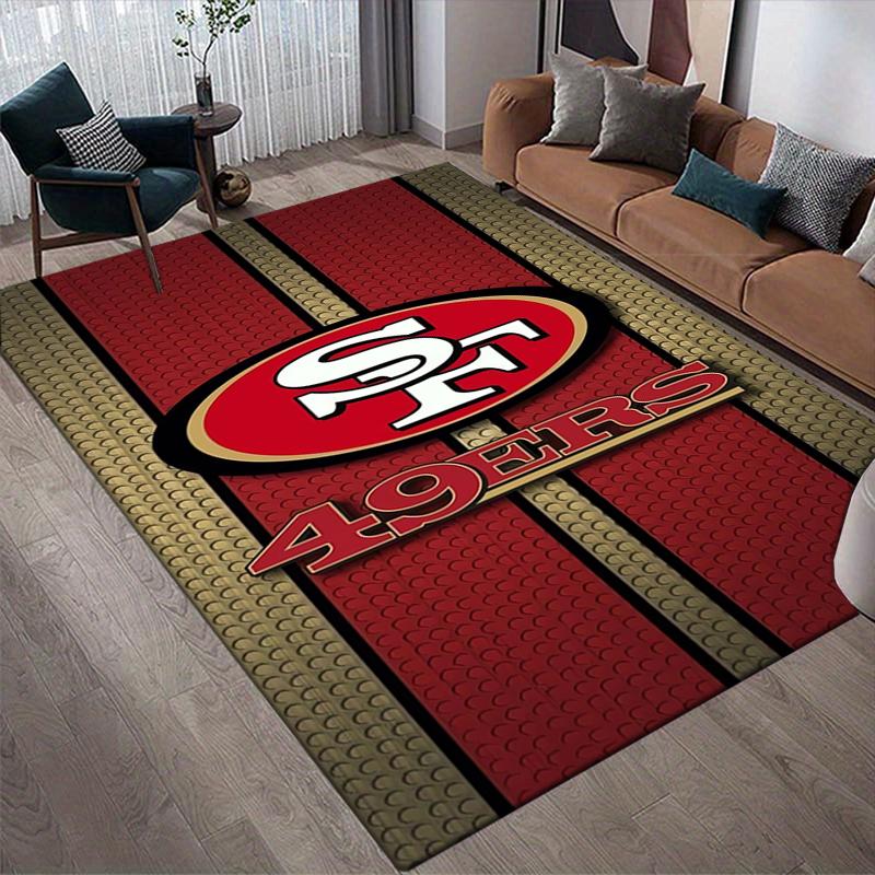 Kristallvelours-Teppich im Stil der San Francisco 49ers, Weicher Anti-Rutsch-Kristallvelours-Teppich für Wohnzimmer, Schlafzimmer, Heimdekoration