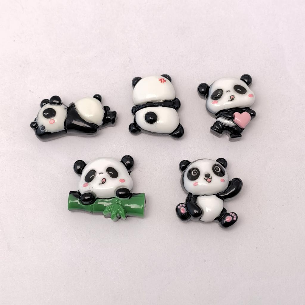 Nouveaux 100Pcs Bambou Panda Résine Cabochons Plat Dos Dessin Animé Animal Perles Sans Trou pour Scrapbooking DIY Fabrication de Bijoux