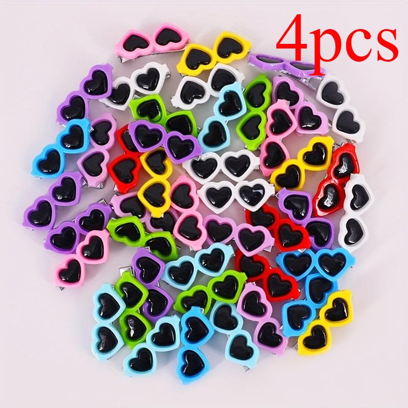 

4pcs Fashion Dog Hair Clips Cute Glasses Shaped Hair Clips for Dogs Pets Handmake Pet Dog Hairpin Cute Dog Grooming Accessories