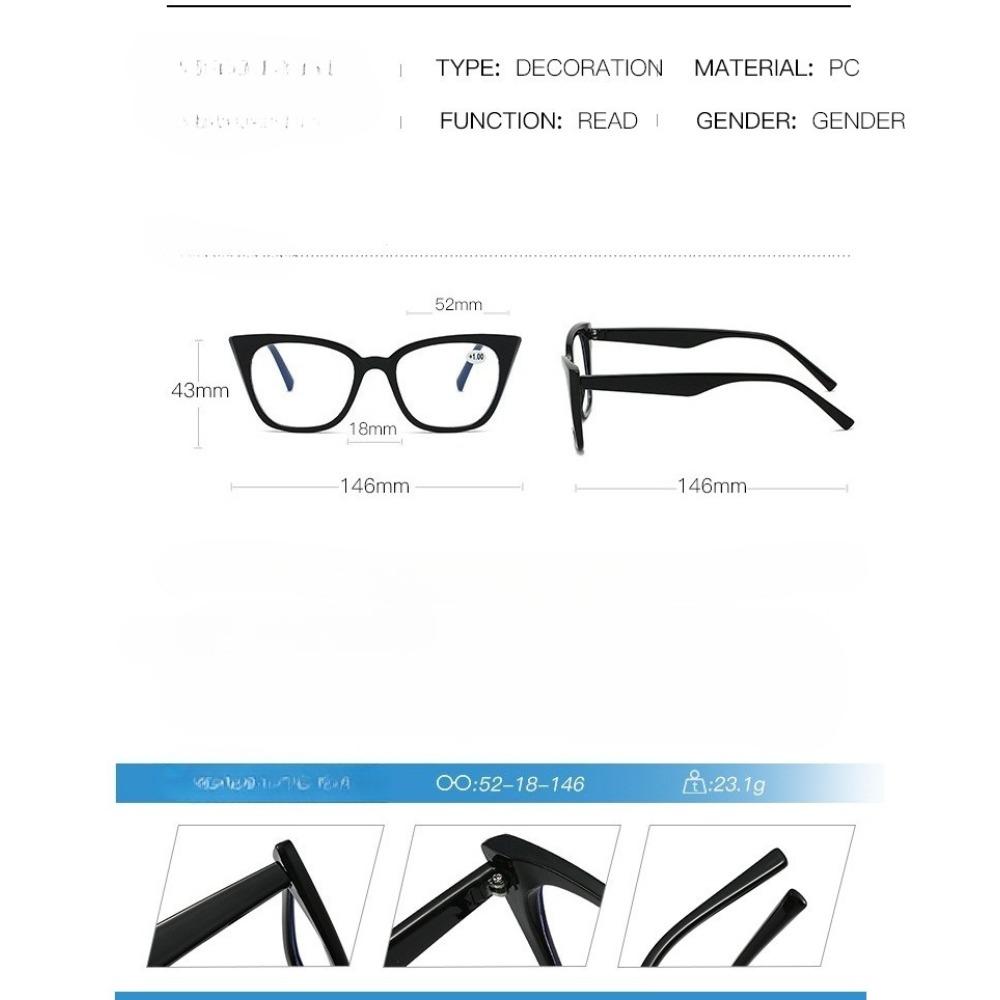 Ultralight Large Frame Anti Blue Light Presbyopia Glasses Cat Eye Reading Glasses Fashionale Trendy Cat Eye Far Sight Eyeglasses