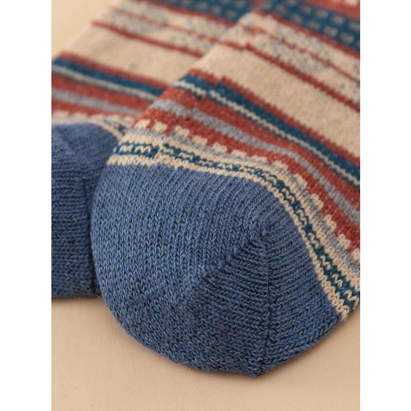 5 Pairs Women's Striped Pattern Thermal Thick Crew Socks