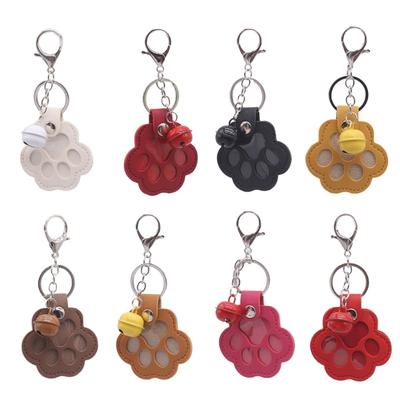 Cute Cat Paw Keychain With Hair Storage Pocket Detail, PU Leather Compact Design Keyring Charm For Pet Owners