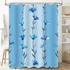 Blue Floral Shower Curtain, Soft Fabric With Hook Rings For Bathroom Decor Home Textiles / Accessories On  Buy It